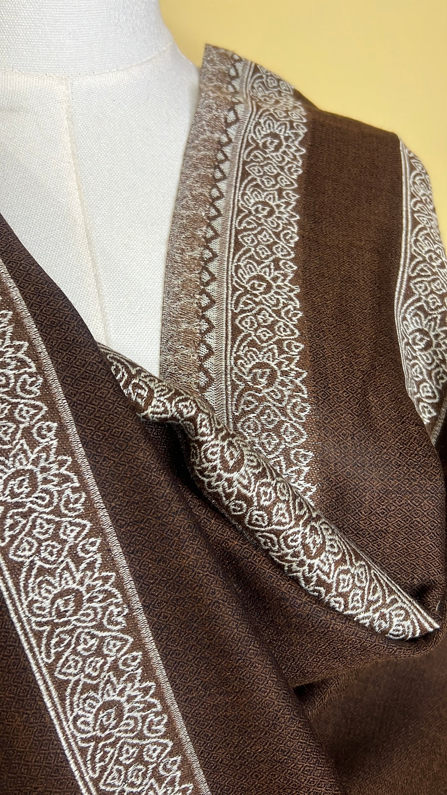 NPIA Certified 100% Pure Himalayan Cashmere Pashmina Shawl - Annapurna Espresso Brown