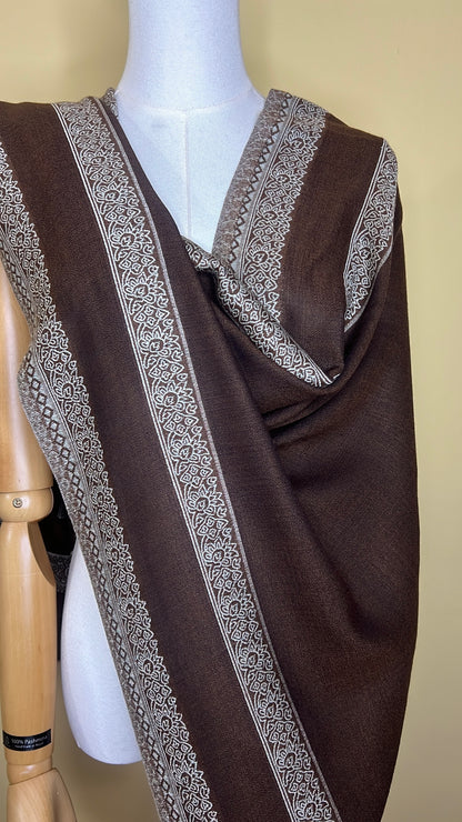 NPIA Certified 100% Pure Himalayan Cashmere Pashmina Shawl - Annapurna Espresso Brown
