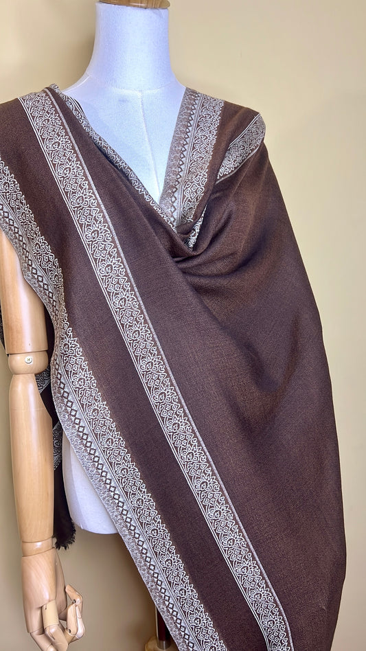 NPIA Certified 100% Pure Himalayan Cashmere Pashmina Shawl - Annapurna Espresso Brown