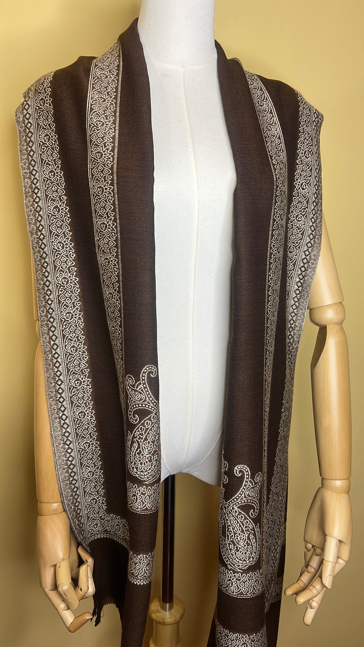 NPIA Certified 100% Pure Himalayan Cashmere Pashmina Shawl - Annapurna Espresso Brown