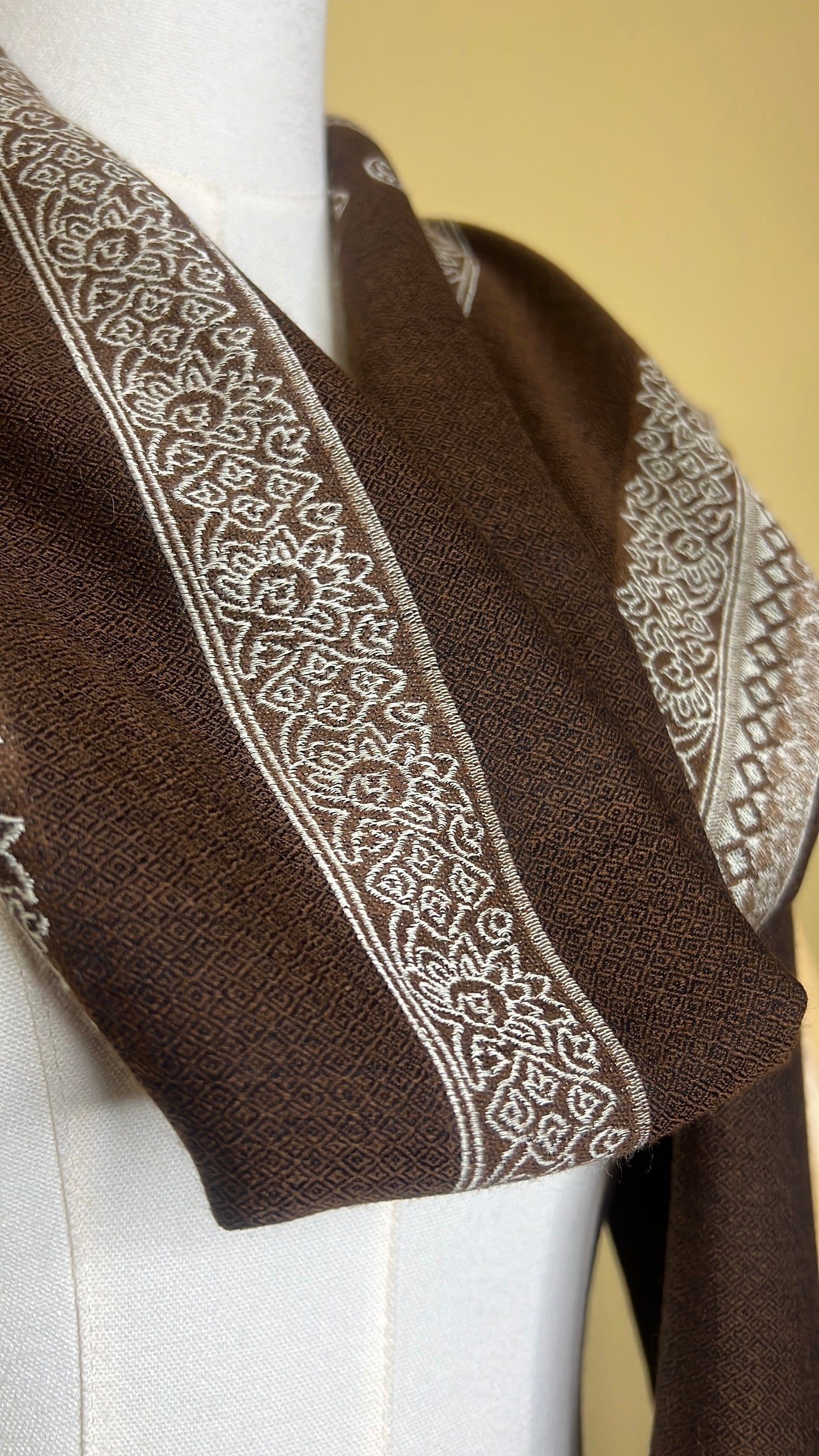 NPIA Certified 100% Pure Himalayan Cashmere Pashmina Shawl - Annapurna Espresso Brown