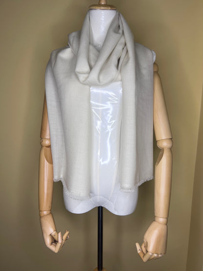 NPIA Certified 100% Pure Himalayan Cashmere Pashmina Shawl - Mustang Everest White