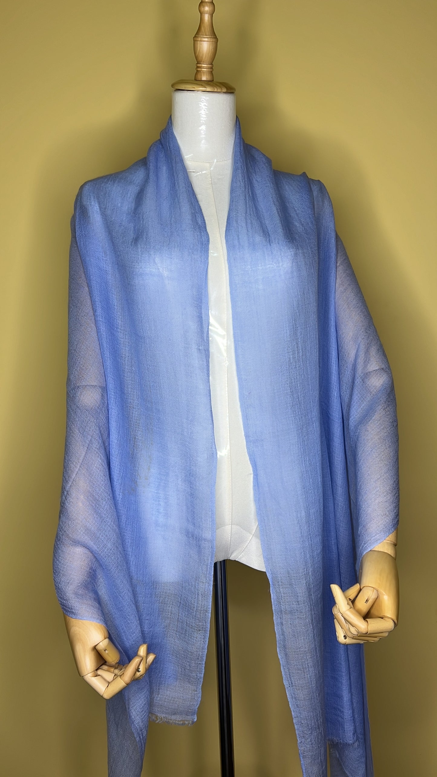 NPIA Certified 100% Pure Himalayan Cashmere Pashmina Shawl - Namche Sky Blue