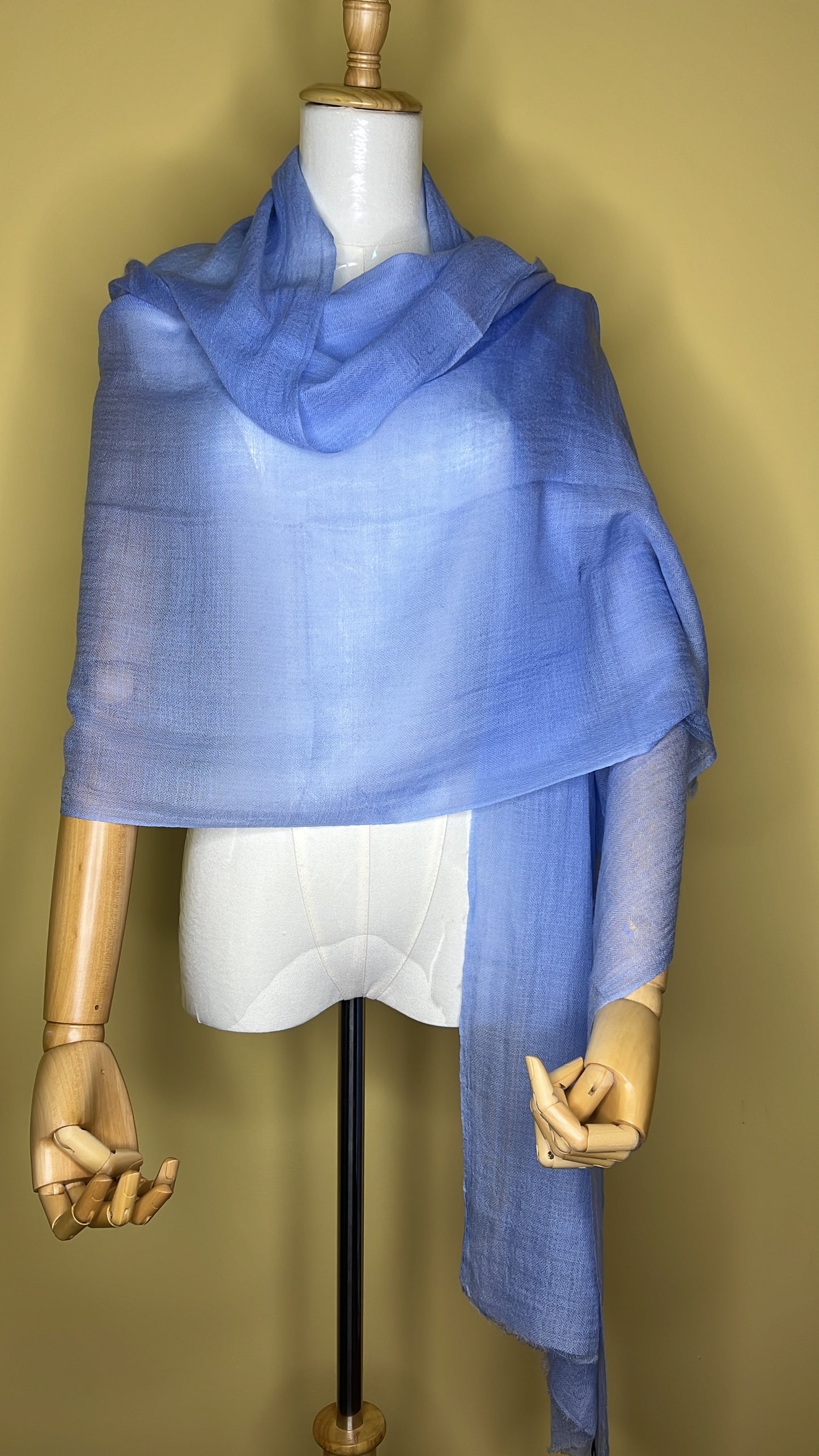 NPIA Certified 100% Pure Himalayan Cashmere Pashmina Shawl - Namche Sky Blue