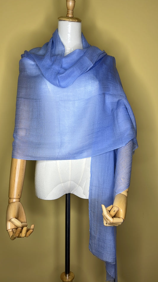 NPIA Certified 100% Pure Himalayan Cashmere Pashmina Shawl - Namche Sky Blue