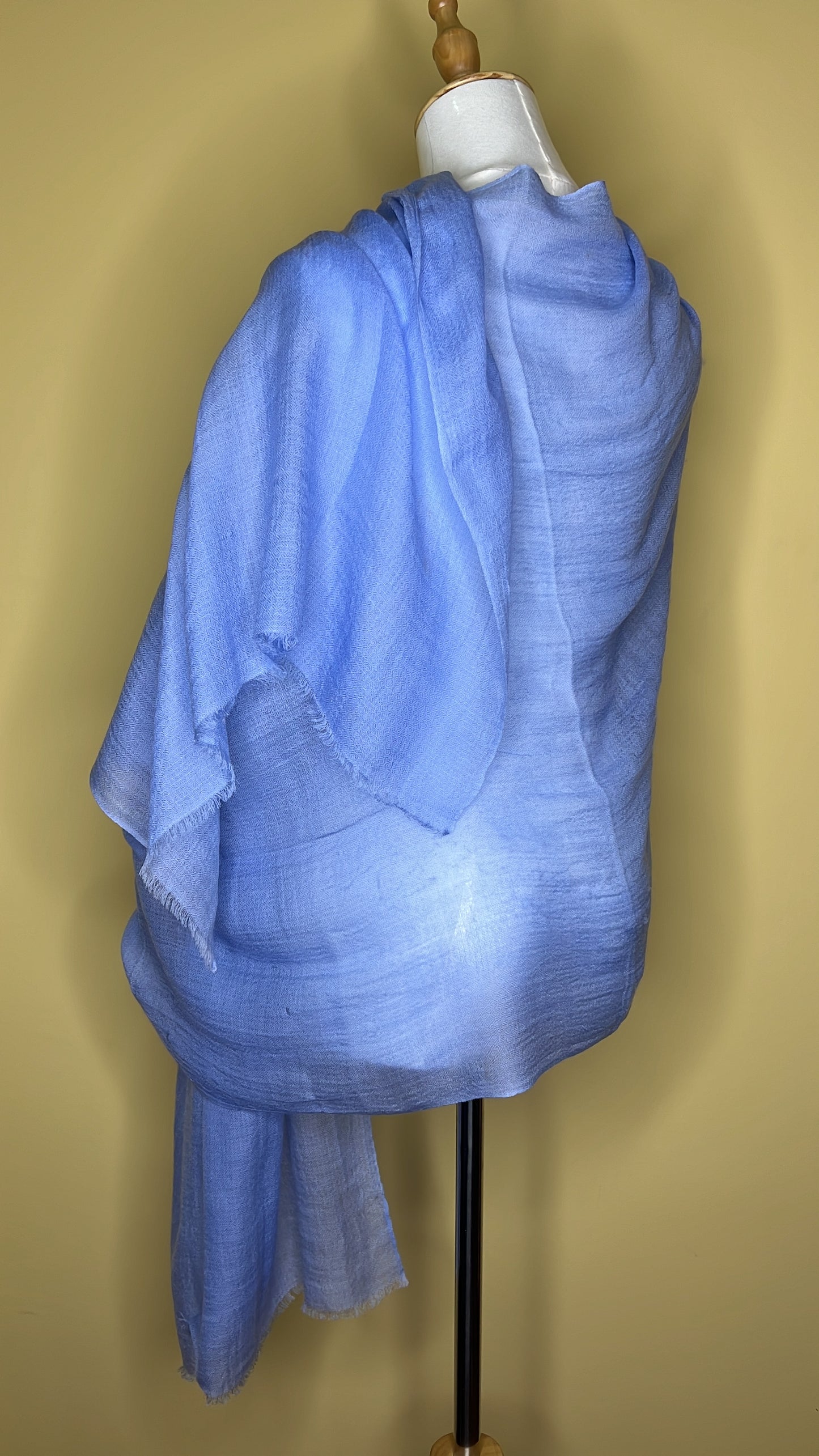 NPIA Certified 100% Pure Himalayan Cashmere Pashmina Shawl - Namche Sky Blue