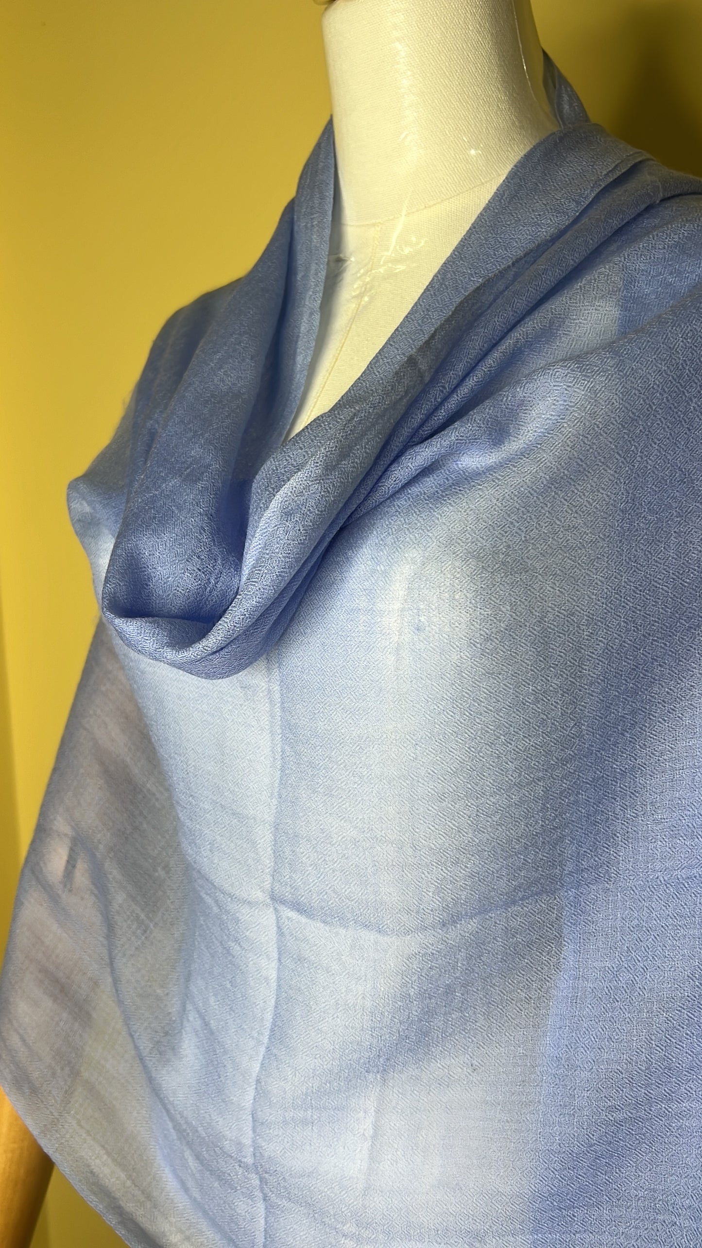 NPIA Certified 100% Pure Himalayan Cashmere Pashmina Shawl - Namche Sky Blue