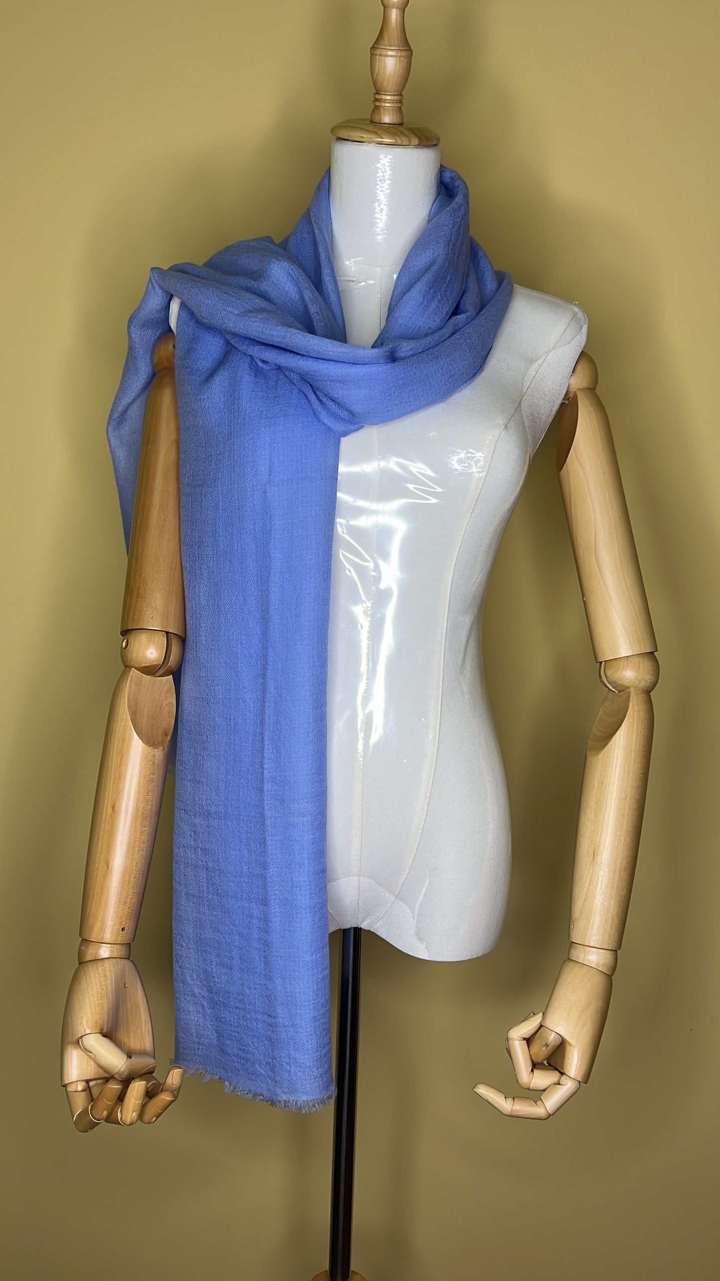 NPIA Certified 100% Pure Himalayan Cashmere Pashmina Shawl - Namche Sky Blue