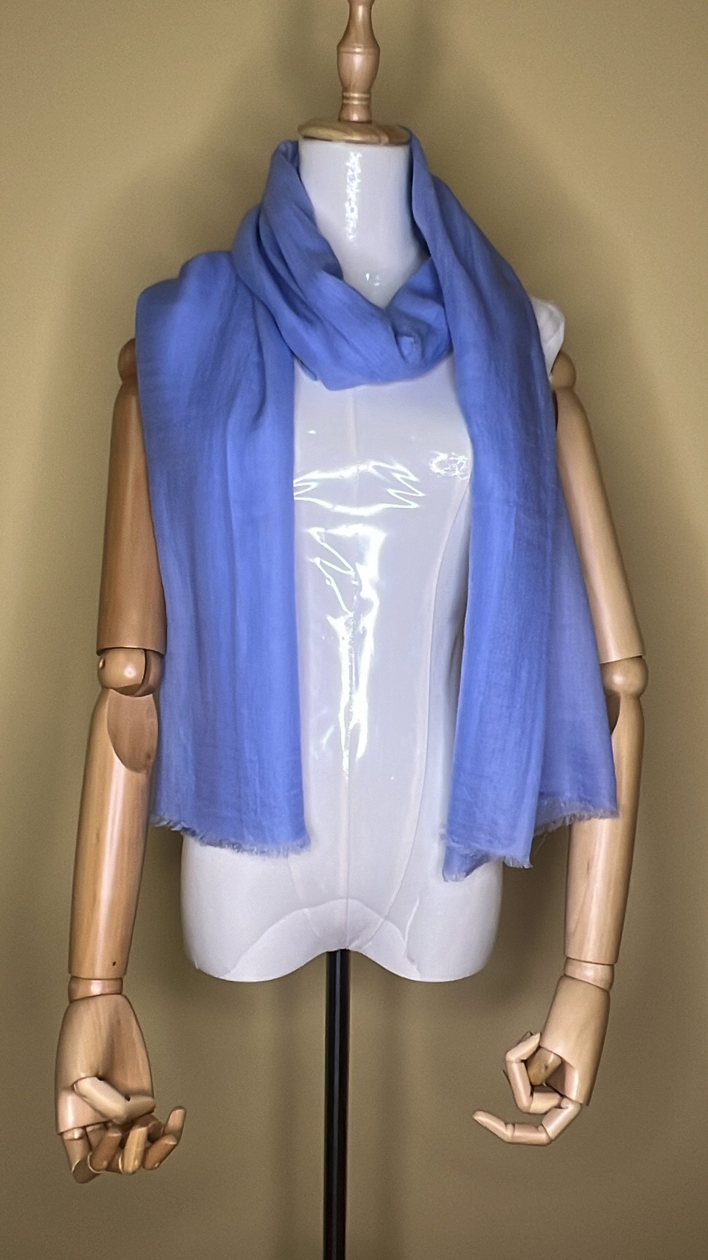 NPIA Certified 100% Pure Himalayan Cashmere Pashmina Shawl - Namche Sky Blue