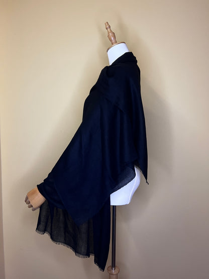 NPIA Certified 100% Pure Himalayan Cashmere Pashmina Shawl - Dolpo Ebony Black