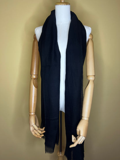 NPIA Certified 100% Pure Himalayan Cashmere Pashmina Shawl - Dolpo Ebony Black