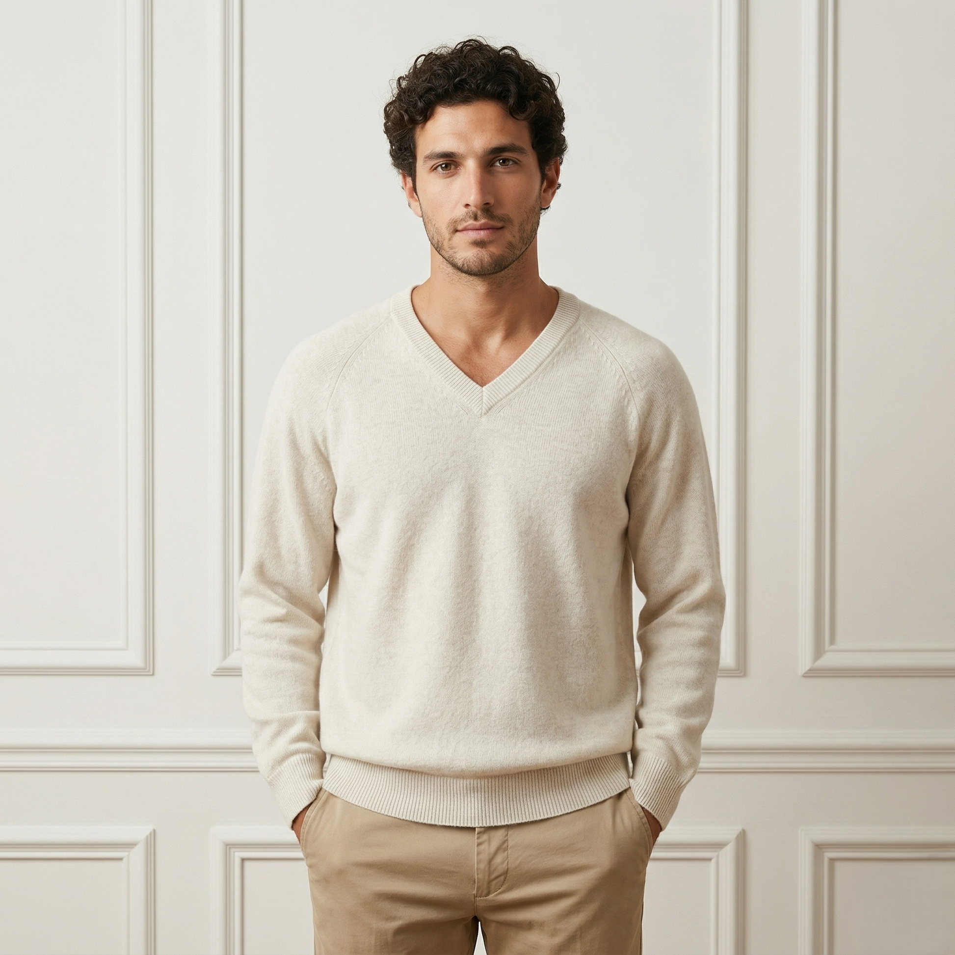 Off-white Original V-Neck Himalayan Cashmere full sleeve Sweater
