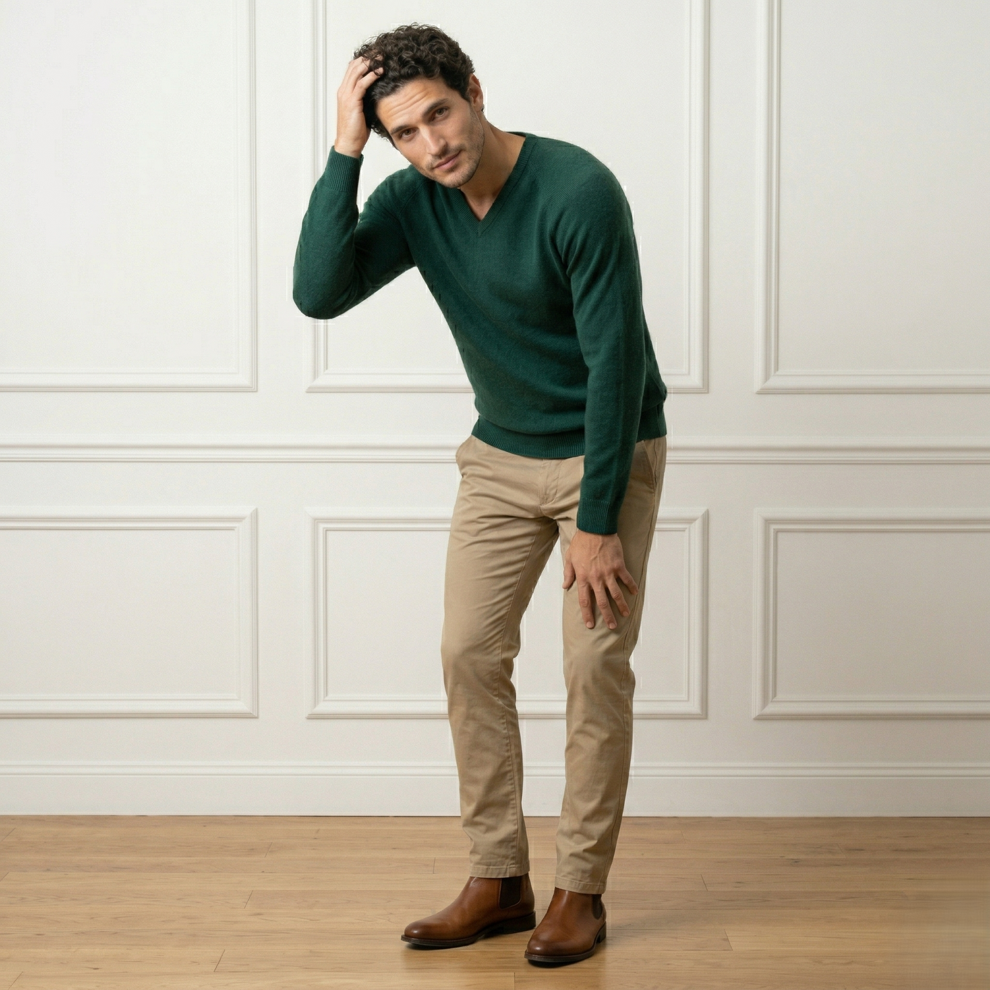 Pine Original V-Neck Full sleeve Himalayan Cashmere Sweater for Men