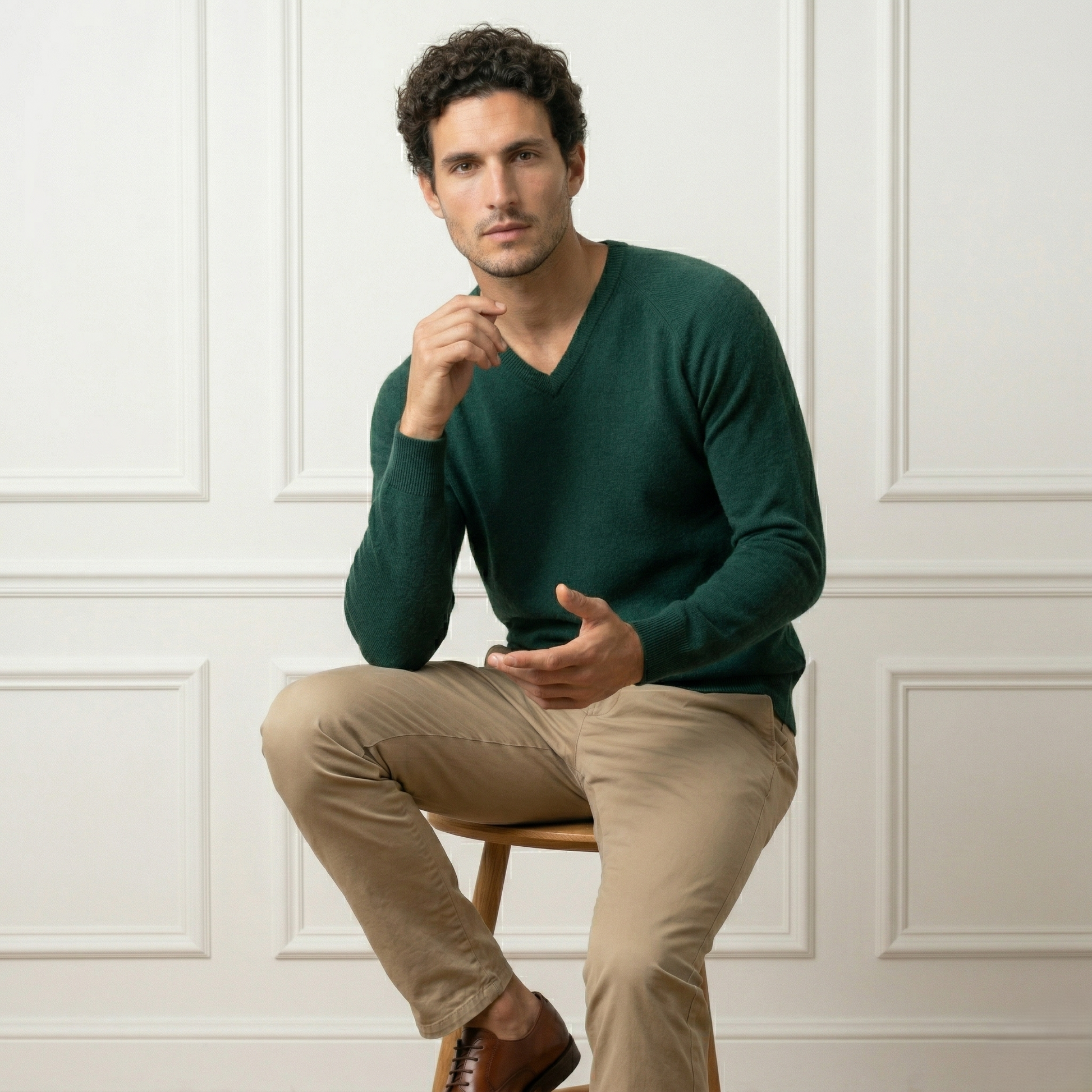 Pine Original V-Neck Himalayan Cashmere Sweater 