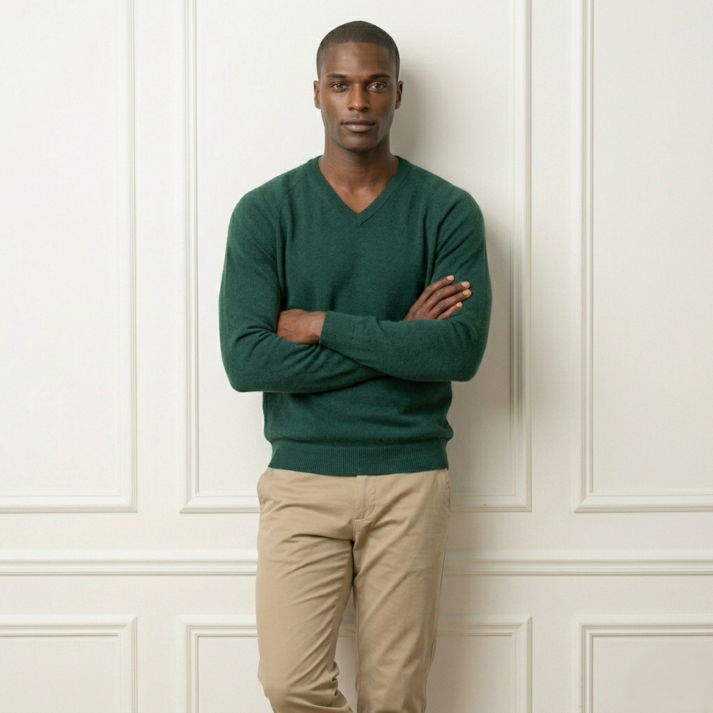 Pine V-Neck Full sleeve Cashmere Sweater for Men