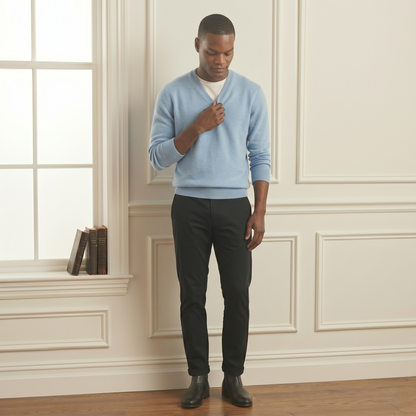 Sky blue Original V-Neck Full Sleeve Cashmere Sweater for Men