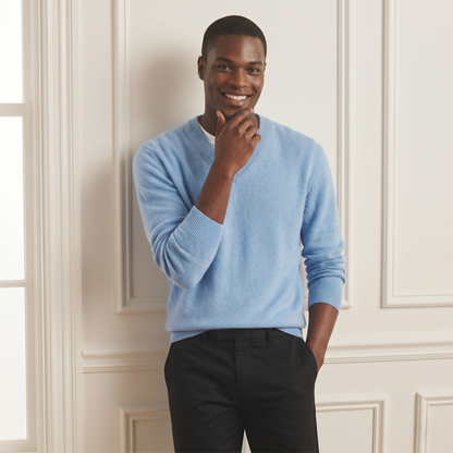 Sky blue Original V-Neck Full Sleeve Himalayan Cashmere Sweater