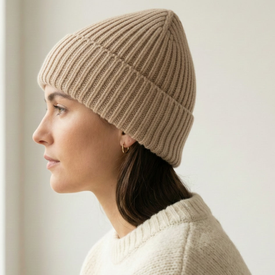 Haven Ribbed Cashmere Beanie | 100% Pure Himalayan Unisex