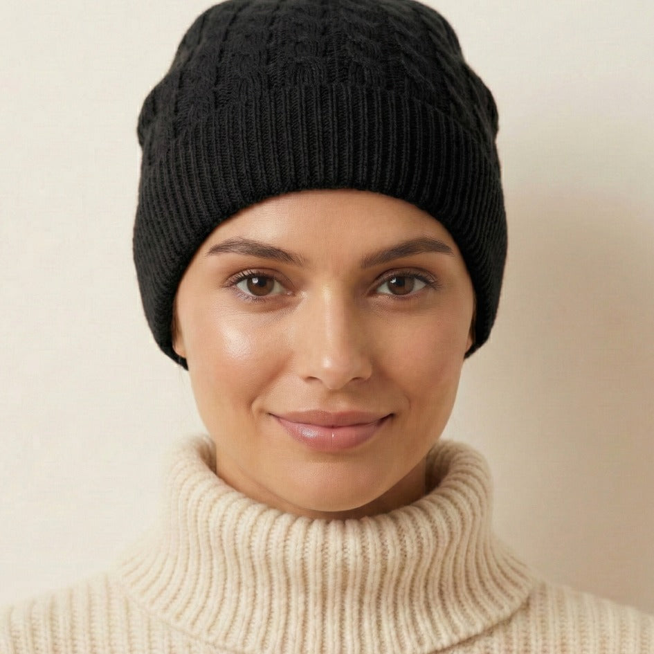 Heritage Cable Knit Cashmere Beanie | 100% Pure Himalayan