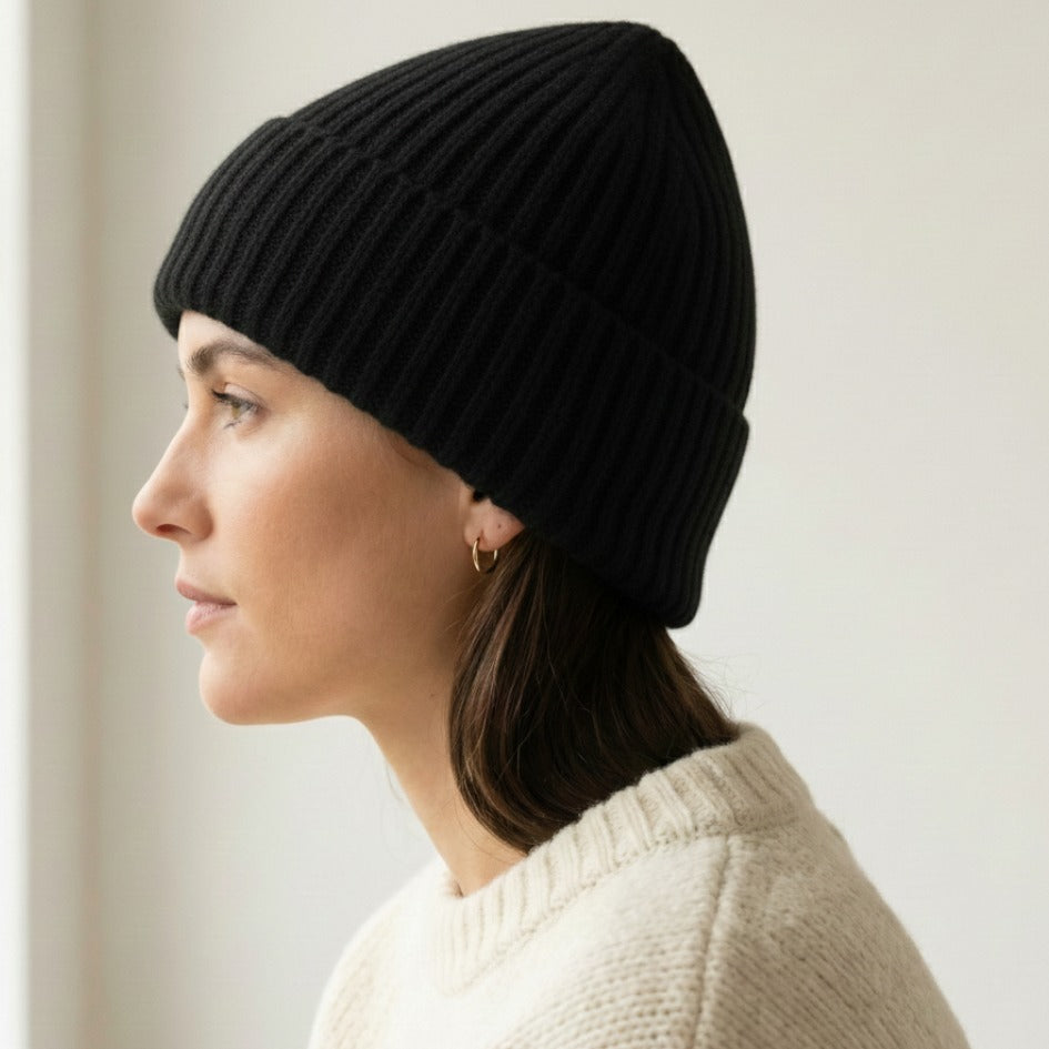 Haven Ribbed Cashmere Beanie | 100% Pure Himalayan Unisex