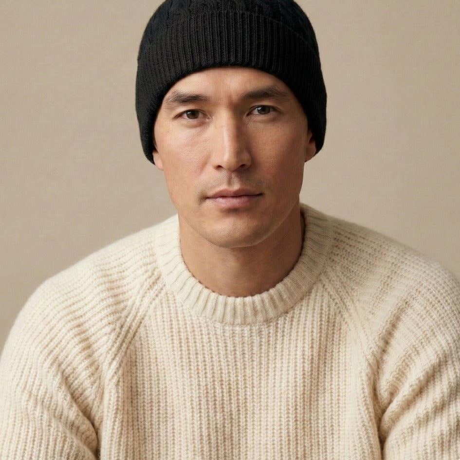 Heritage Cable Knit Cashmere Beanie | 100% Pure Himalayan