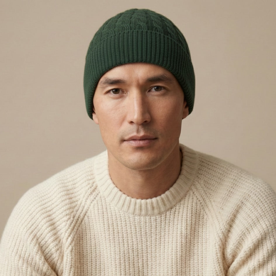 Heritage Cable Knit Cashmere Beanie | 100% Pure Himalayan