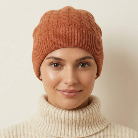 Heritage Cable Knit Cashmere Beanie | 100% Pure Himalayan