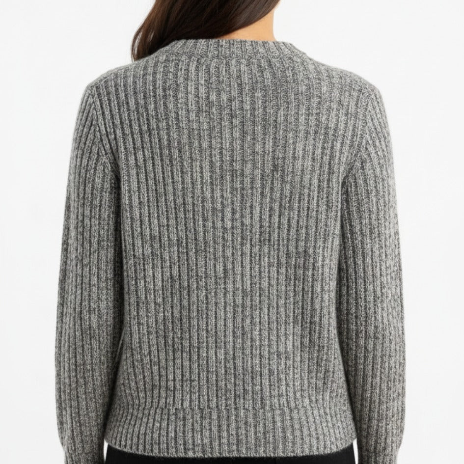 Ella Ribbed Cashmere Crewneck | 100% Pure Himalayan Women's Sweater