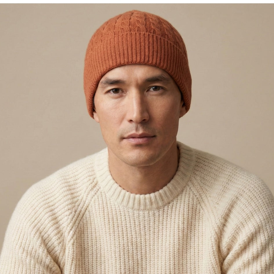 Heritage Cable Knit Cashmere Beanie | 100% Pure Himalayan