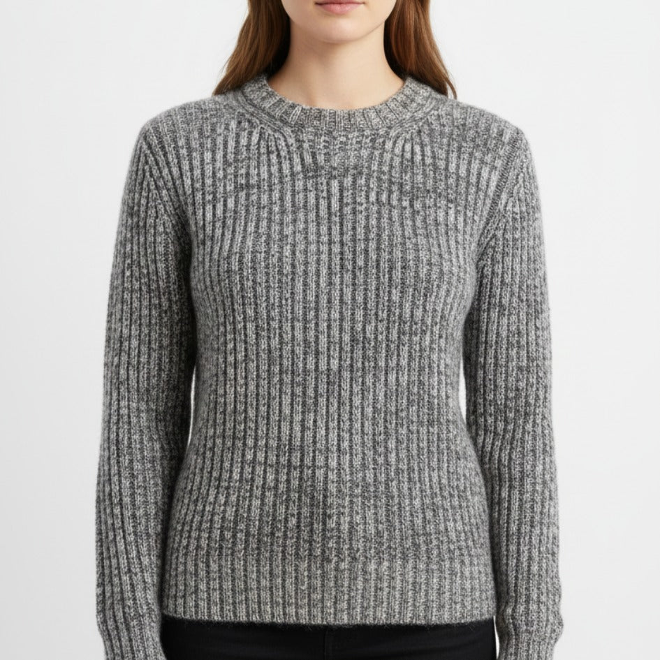 Ella Ribbed Cashmere Crewneck | 100% Pure Himalayan Women's Sweater