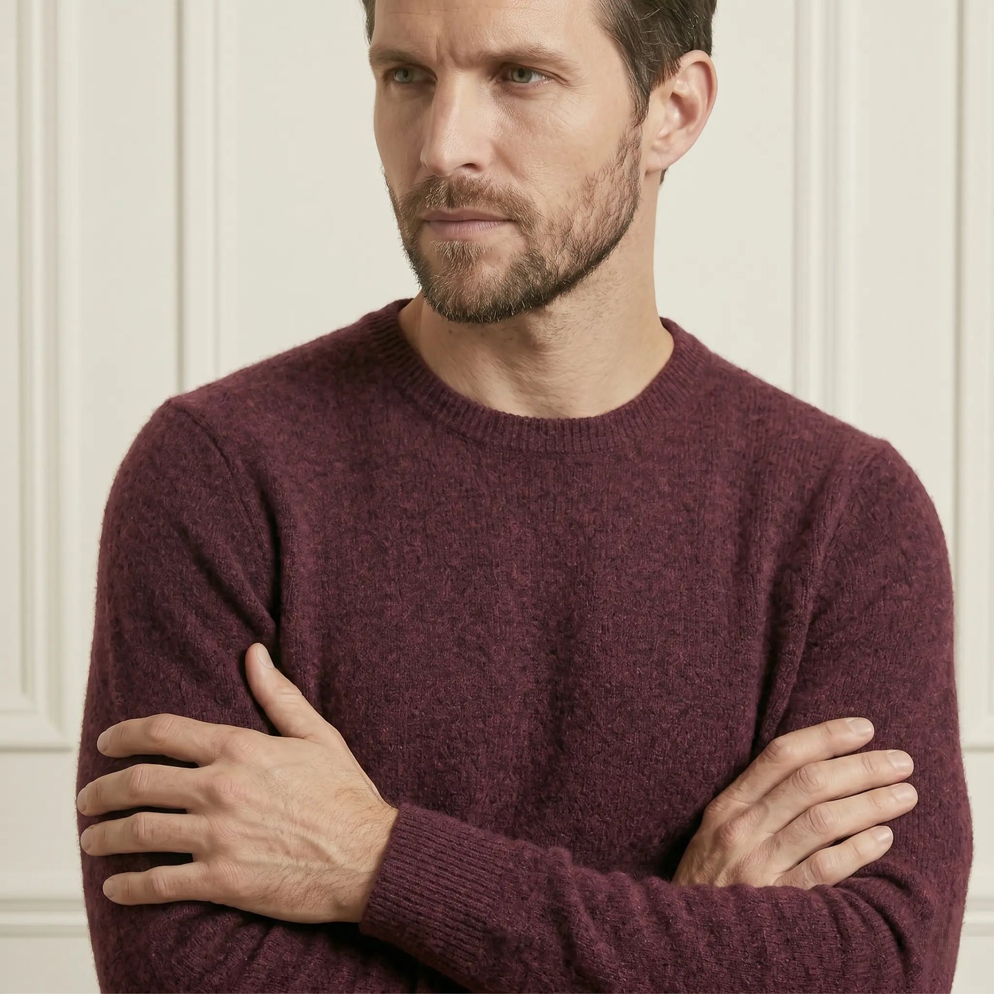 Wine Red Crewneck Himalayan Cashmere Sweater