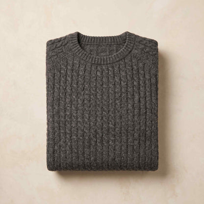 Men's undyed cashmere cable-knit Atlas sweater in Dark Grey Melange — view 5