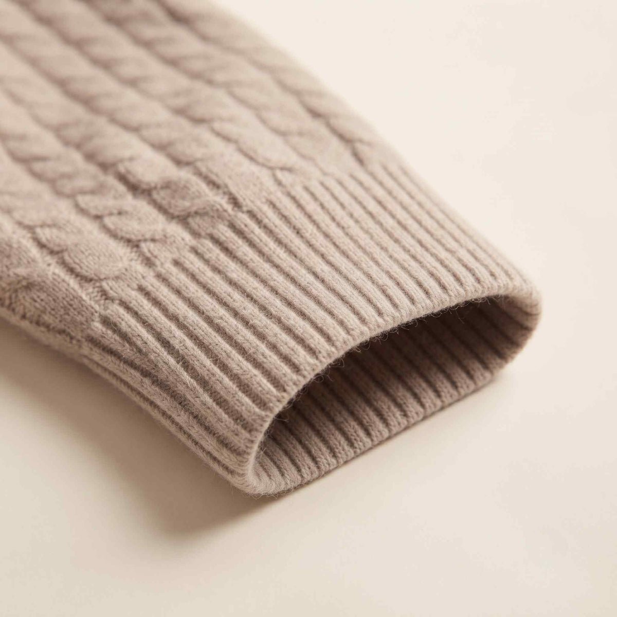 Men's undyed cashmere cable-knit Atlas sweater in Oatmeal Melange — view 6