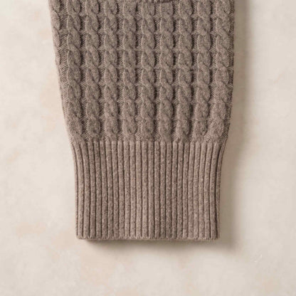 Men's undyed cashmere cable-knit Atlas sweater in Toast Melange — view 2