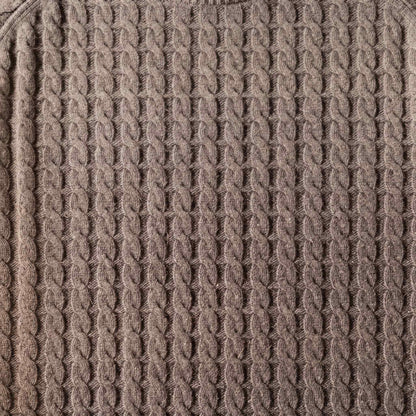 Men's undyed cashmere cable-knit Atlas sweater in Toast Melange — view 4