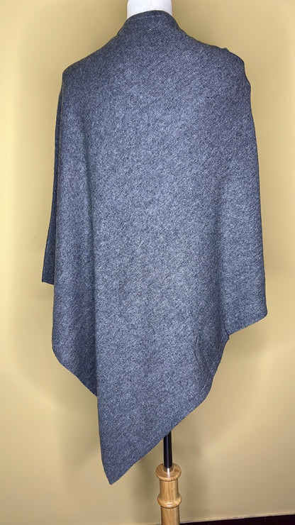 100% Pure Himalayan Cashmere Pashmina Poncho - Upper Mustang Collection Natural Grey