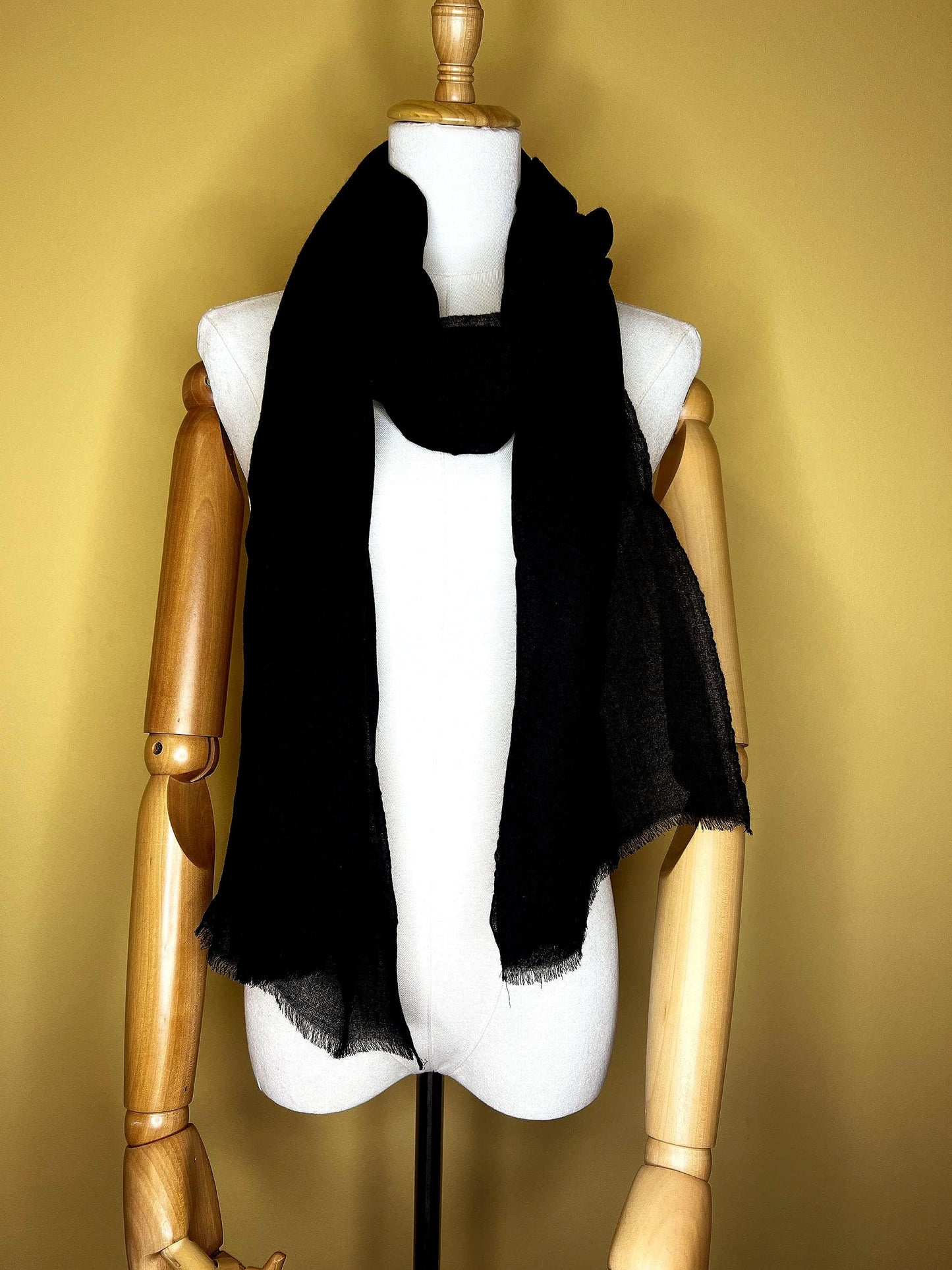 100% Pure Himalayan Cashmere Pashmina Shawl - Dolpo Collection Ebony Black