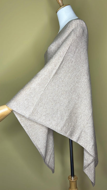 100% Pure Himalayan Cashmere Pashmina Poncho - Upper Mustang Collection Natural Beige
