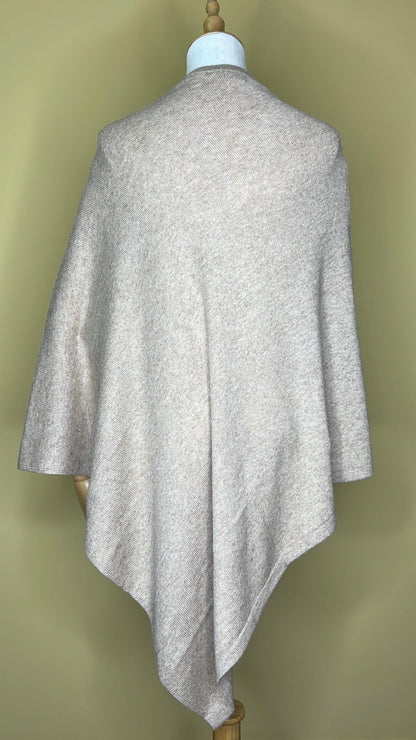 100% Pure Himalayan Cashmere Pashmina Poncho - Upper Mustang Collection Natural Beige