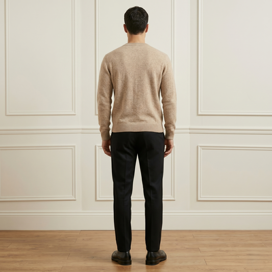 Executive V-Neck Undyed Himalayan Cashmere Sweater — Himalayan cashmere, view 2