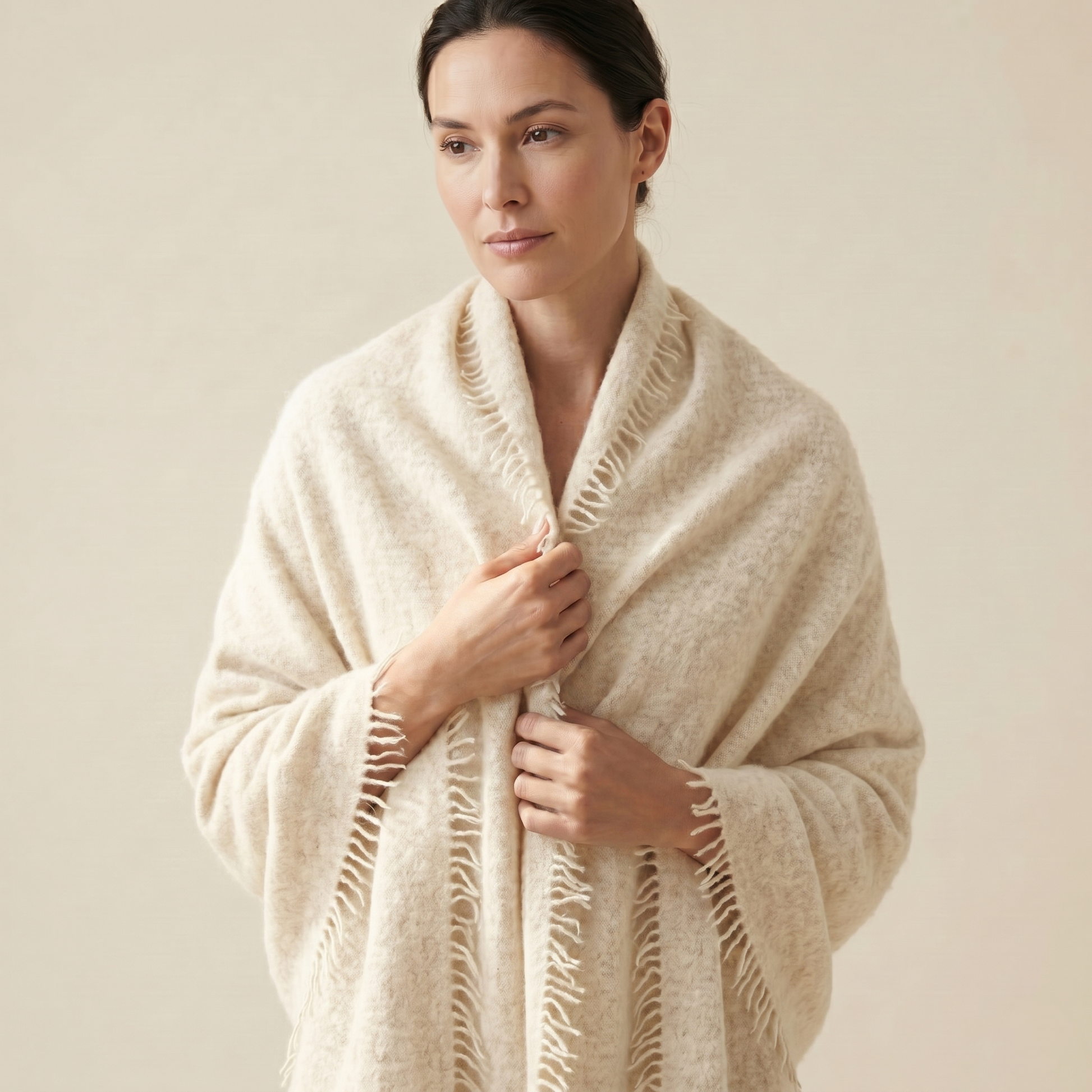 Felted Cashmere Travel Wrap - Handknit 28x84 — Himalayan cashmere, view 17