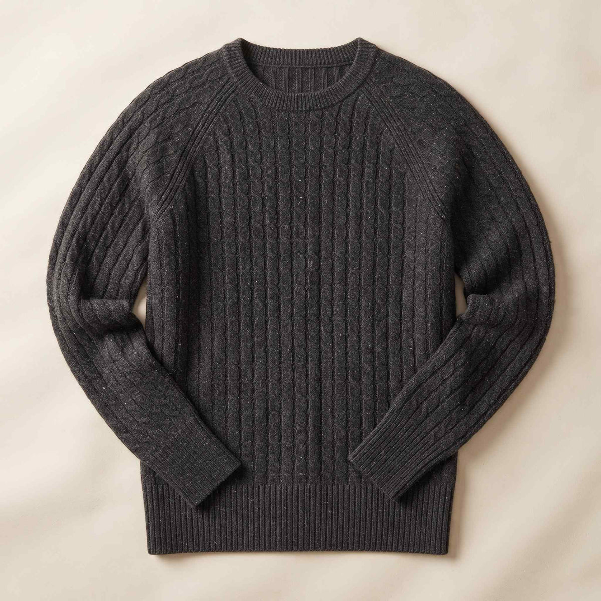 Women's undyed cashmere cable-knit Grace sweater in Dark Grey Melange — view 5