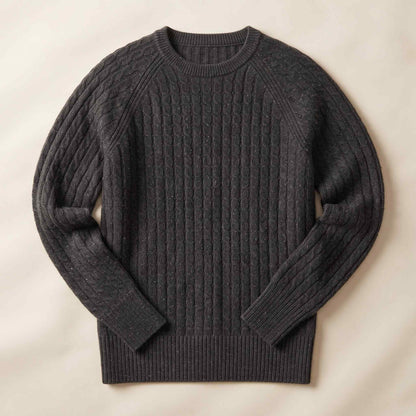 Women's undyed cashmere cable-knit Grace sweater in Dark Grey Melange — view 5