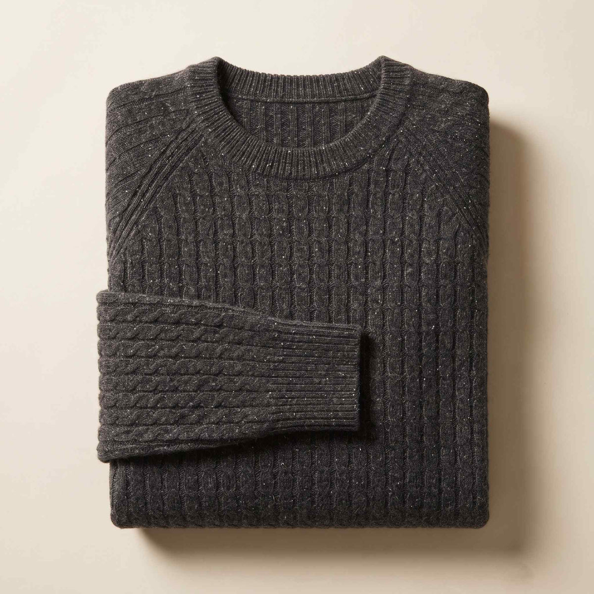 Women's undyed cashmere cable-knit Grace sweater in Dark Grey Melange — view 6