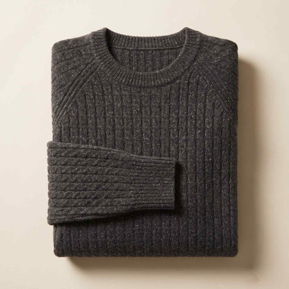 Women's undyed cashmere cable-knit Grace sweater in Dark Grey Melange — view 6