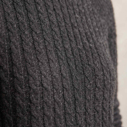 Women's undyed cashmere cable-knit Grace sweater in Dark Grey Melange — view 8