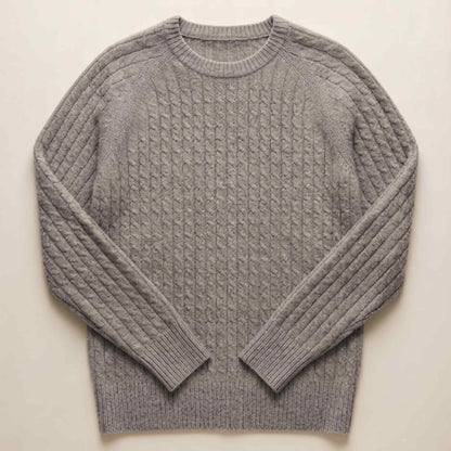 Women's undyed cashmere cable-knit Grace sweater in Mid Grey Melange — view 5