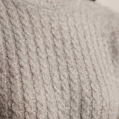 Women's undyed cashmere cable-knit Grace sweater in Mid Grey Melange — view 7