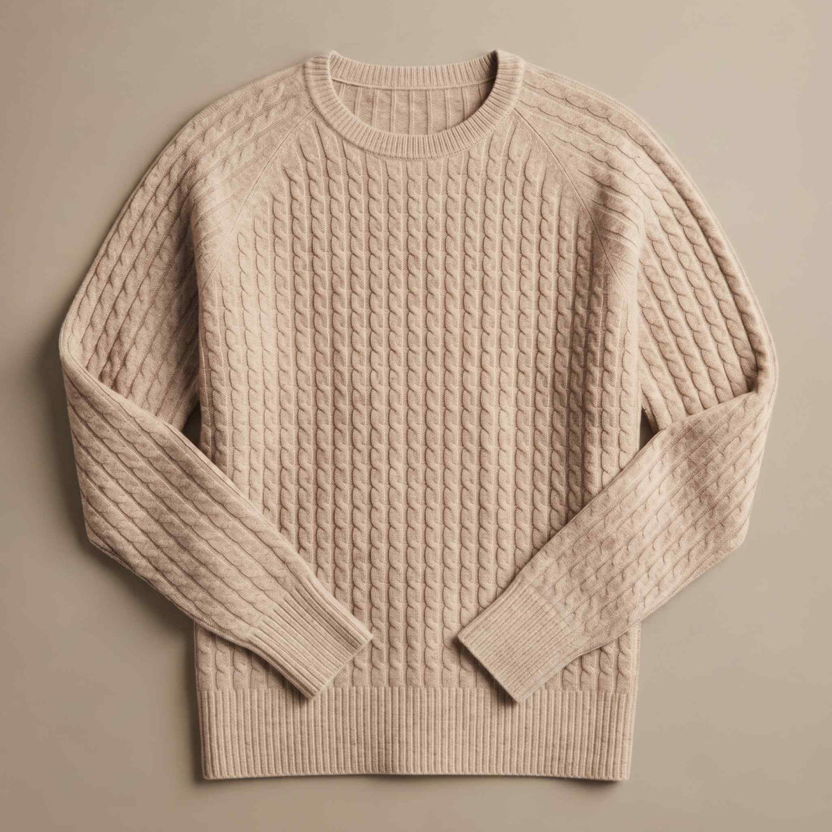 Women's undyed cashmere cable-knit Grace sweater in Oatmeal Melange — view 4