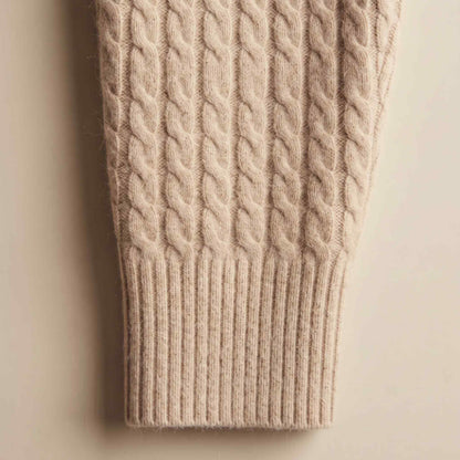 Women's undyed cashmere cable-knit Grace sweater in Oatmeal Melange — view 7